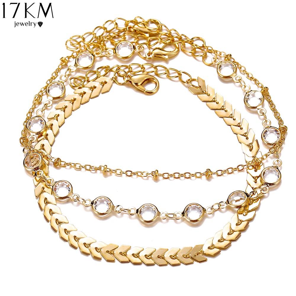 Set 3 Lắc Chân 17KM Đi Biển Đính Kim Cương Thời Trang Retro
