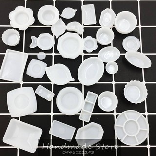 Set 33 bát đĩa trắng mini