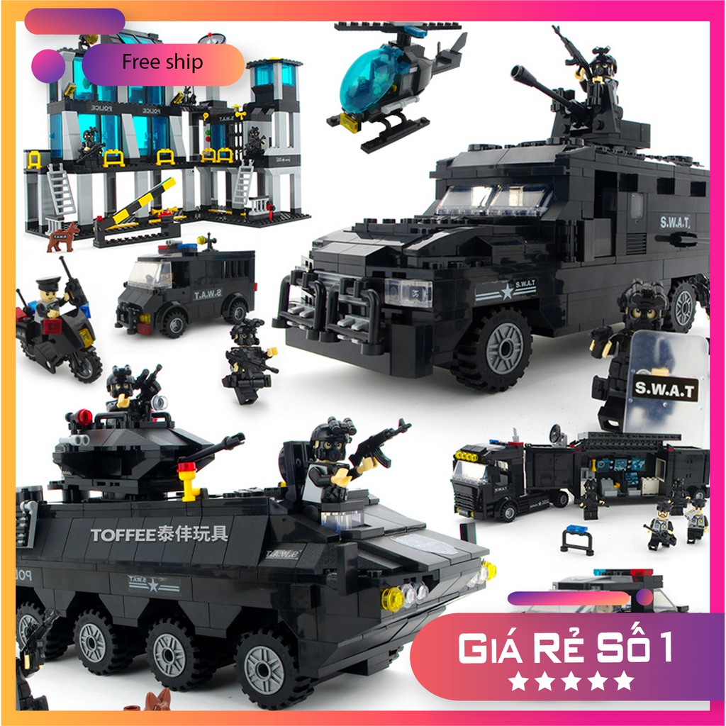 Đồ chơi Lego lắp ráp Xe Cảnh sát đặc nhiệm - Hsanhe Police S.W.A.T - Đồ chơi trí tuệ - Xếp hình thông minh