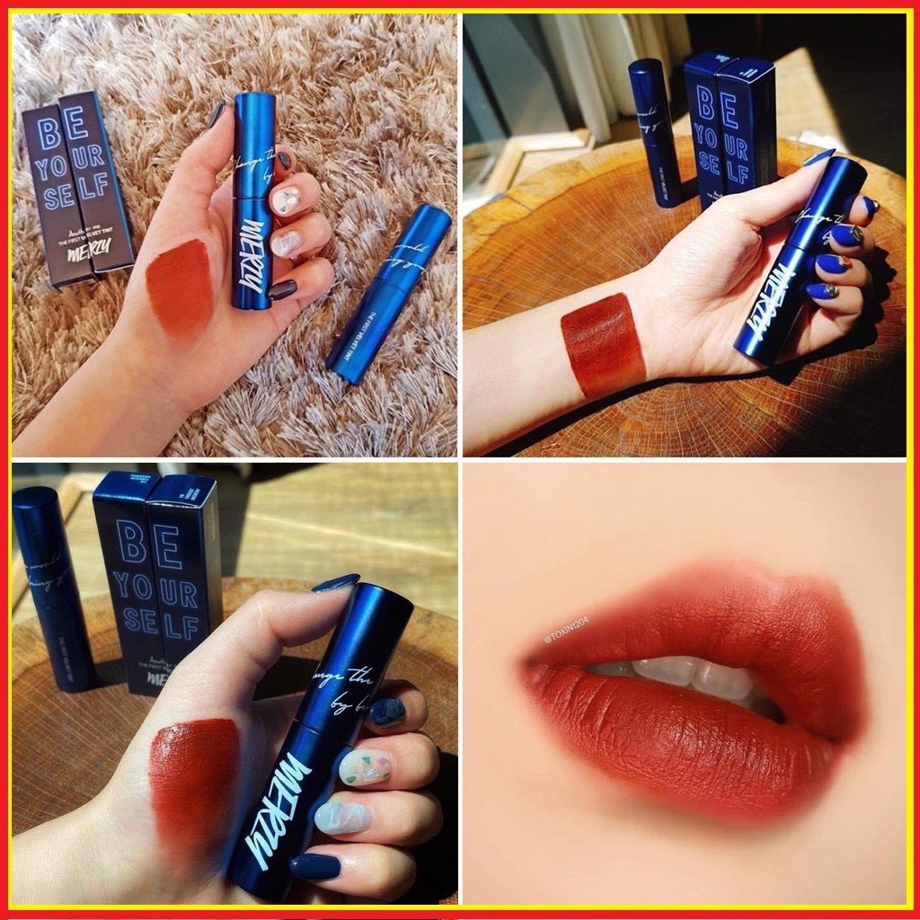 Son Kem Lì Merzy Another Me The First Velvet Tint Classic Blue 4.5g .#V6 Firenze Negroni Đỏ Gạch