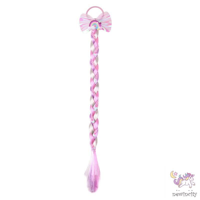 Dây buộc tóc trang trí tóc giả nhiều màu sắc thời trang cho bé gái