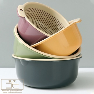 Bán lẻ rẻ như bán buôn - set 2 món rổ + thau rửa rau củ quả ráo nước - set rổ thau đa năng - rổ 2 ngăn - rổ, thau nhựa