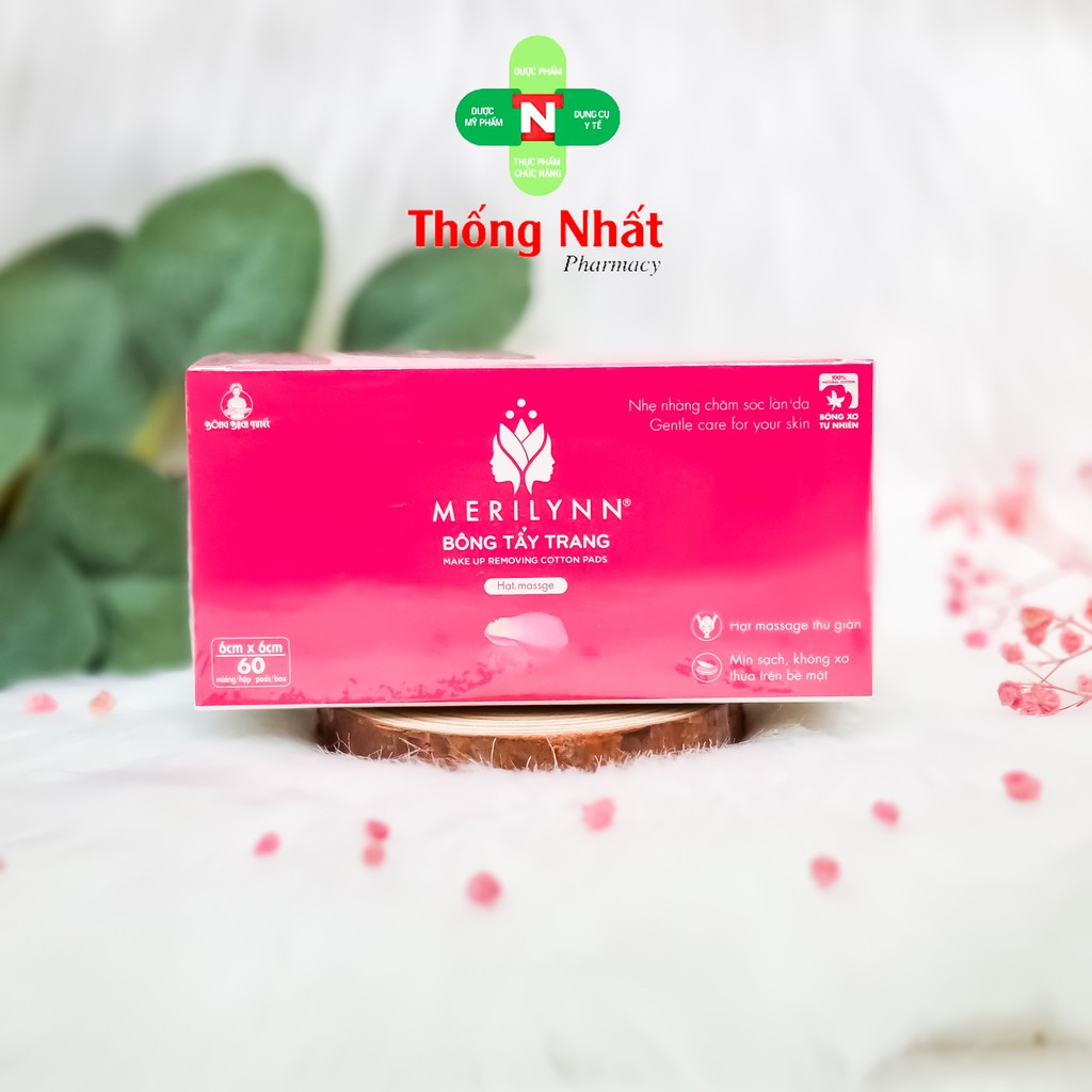 [CHÍNH HÃNG] - BÔNG TẨY TRANG MERILYNN HẠT MASSAGE, KHÔNG XƠ THỪA LOẠI TỐT 60M