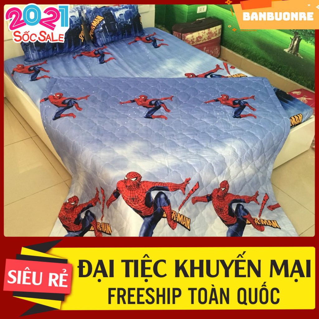 XẢ KHO BỘ VỎ CHĂN GA GỐI COTTON POLY MẪU NGƯỜI NHỆN