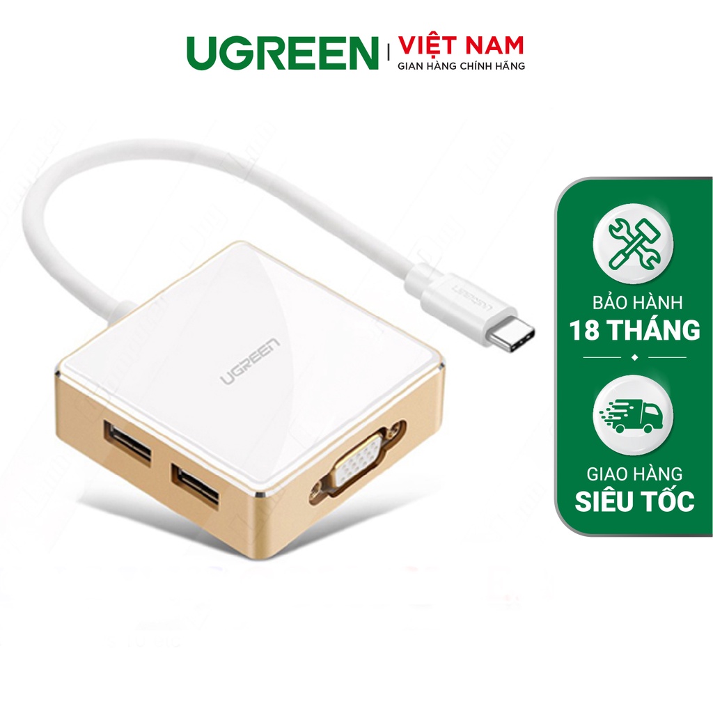 Bộ chuyển đổi USB type C sang VGA kèm Hub USB hỗ trợ cổng sạc Macbook UGREEN 30442