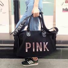 Túi xách du lịch Pink 2 in 1 màu đen cao cấp size to