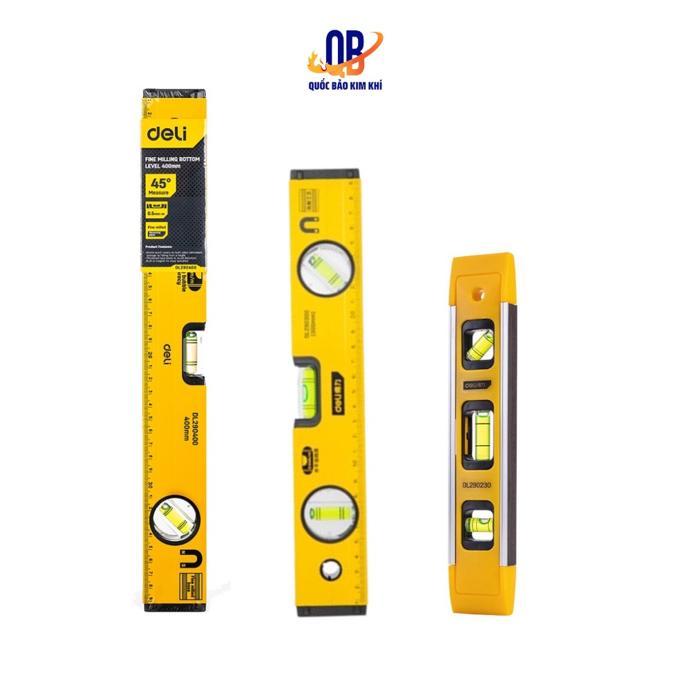 Thước Thủy Deli Cao Cấp Chính Hãng - Chất Liệu Hợp Kim Nhôm Siêu Bền, Chính Xác Tuyệt Đối, Tiện Dụng DL290230 EDL290400