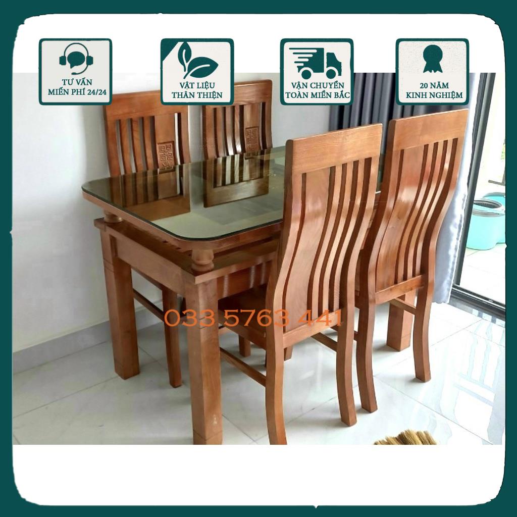Bàn ăn xoan ta kiểu dáng sang trọng 6 ghế, có thể chọn 4 ghế chọn