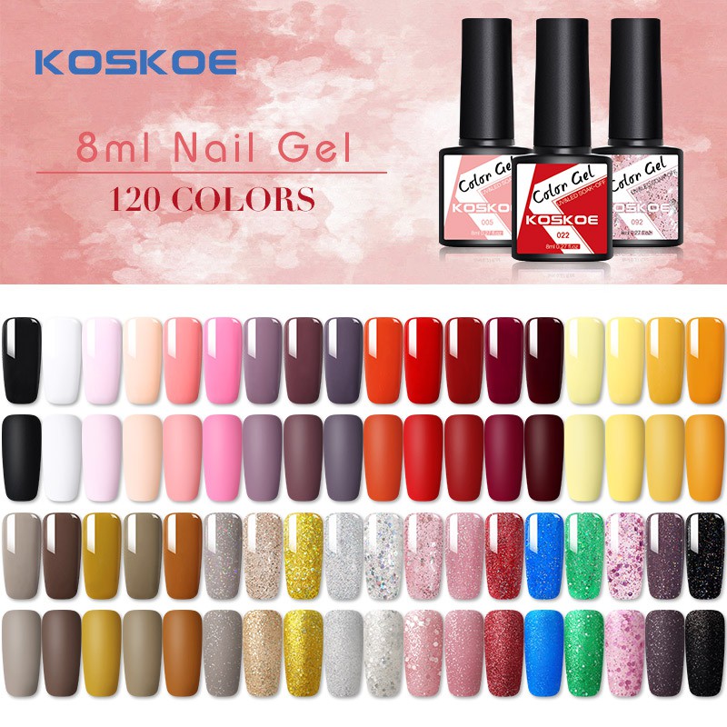 KOSKOE Lọ Gel Sơn Móng Tay Kim Tuyến Màu Đen Xám Dung Tích 8ml Hiệu Koskie