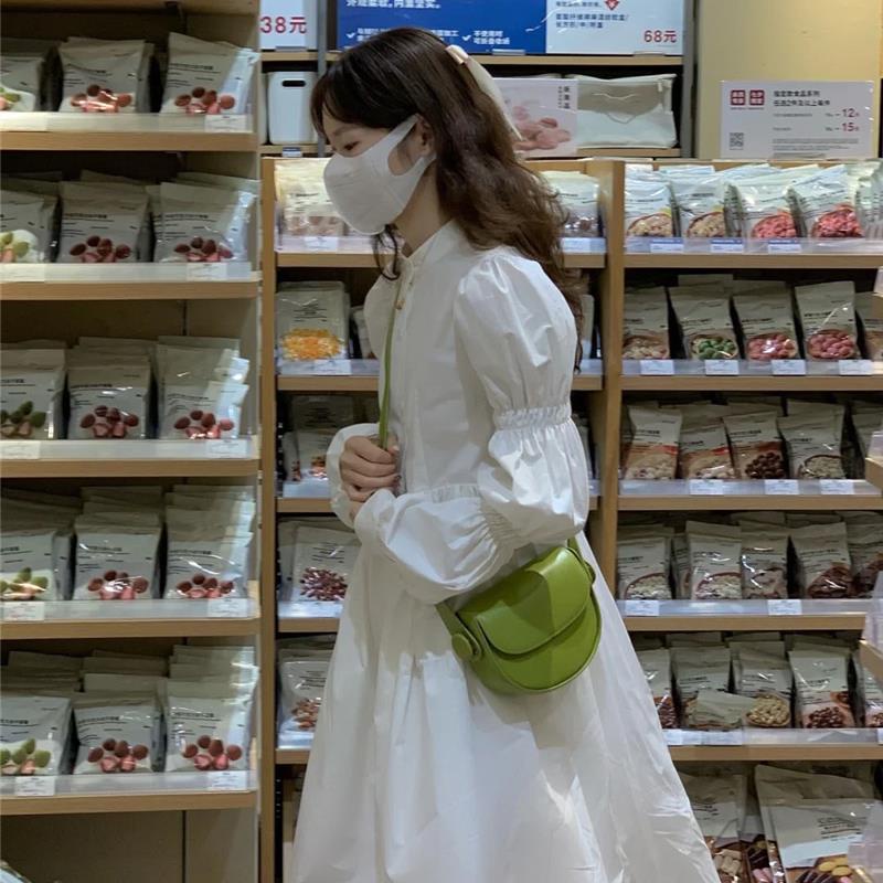 Đầm sơ mi tay dài dáng chữ A chiết eo kiểu Hàn Quốc thời trang mùa thu mới