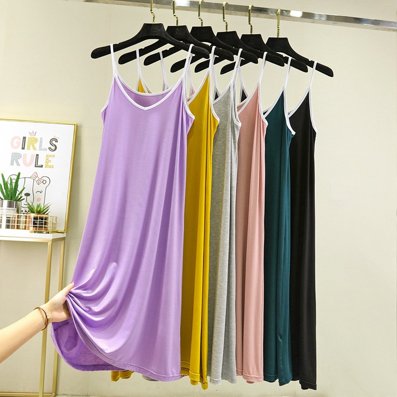 Đầm Hai Dây Dáng Rộng Bằng Vải Cotton Thoải Mái Thời Trang Mùa Hè Hàn Quốc