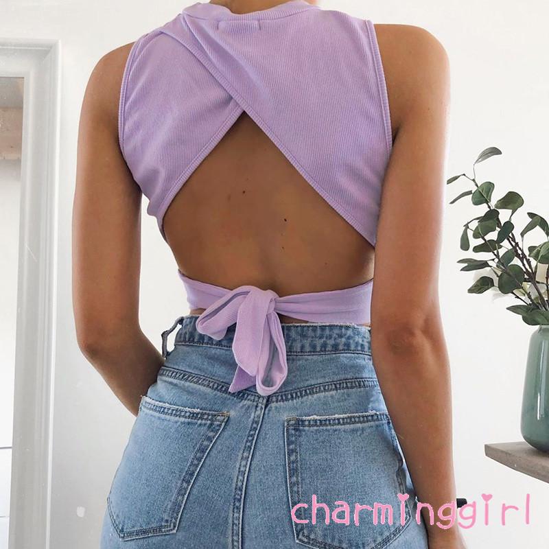 Áo Dây Nữ Cộc Tay Hở Eo Quyến Rũ | BigBuy360 - bigbuy360.vn