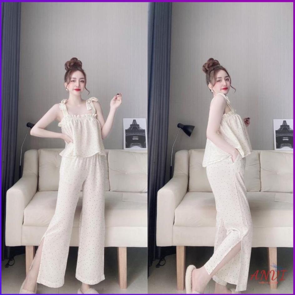 Đồ Bộ Mặc Nhà ANVI, Đồ Ngủ Nữ Lụa MANGO Cao Cấp Quần Dài Mềm mại xinh xắn <65KG . | BigBuy360 - bigbuy360.vn