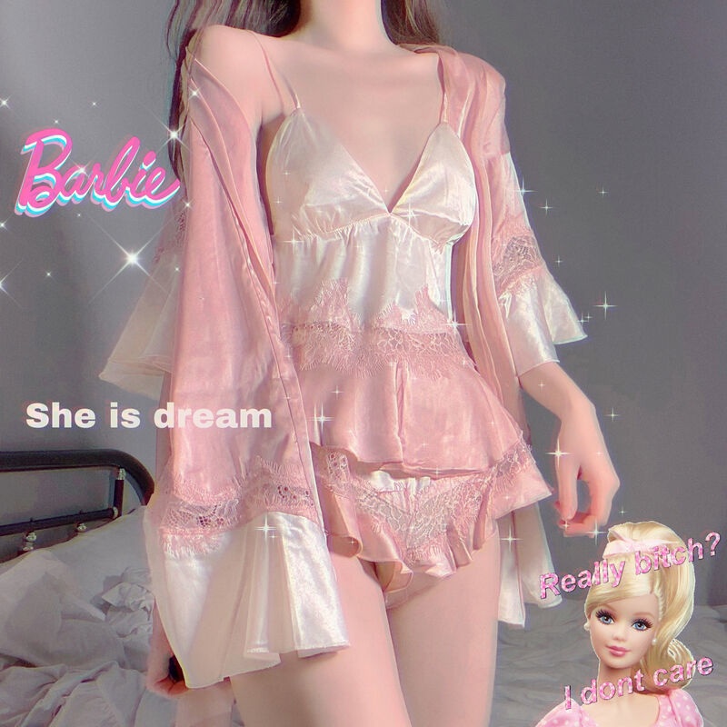 Phong Cách Mới < Đầm Ngủ Hai Dây Mùa Xuân Nhẹ Nhàng Búp Bê Barbie} Đầm Ngủ Hai Dây Cổ Tích Chất Lượng Cao Gợ