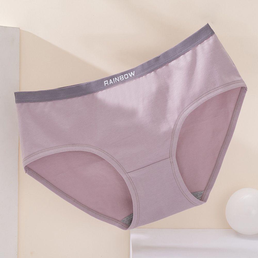 OCEANMAP Quần Lót Cotton Lưng Vừa Màu Trơn Dễ Thương Quyến Rũ Cho Nữ