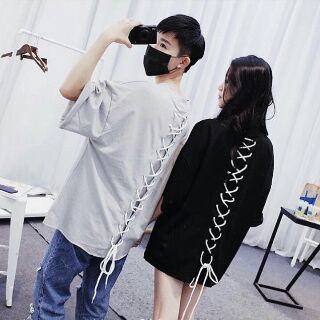 Áo Thun Unisex Tay Lửng Đan Dây Lưng Cực Chất