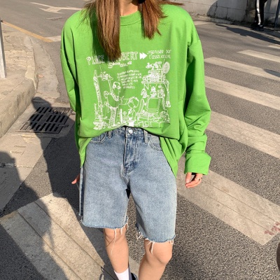 NRVP Quần short jean ống rộng phong cách Hàn Quốc thời trang dành cho nữ