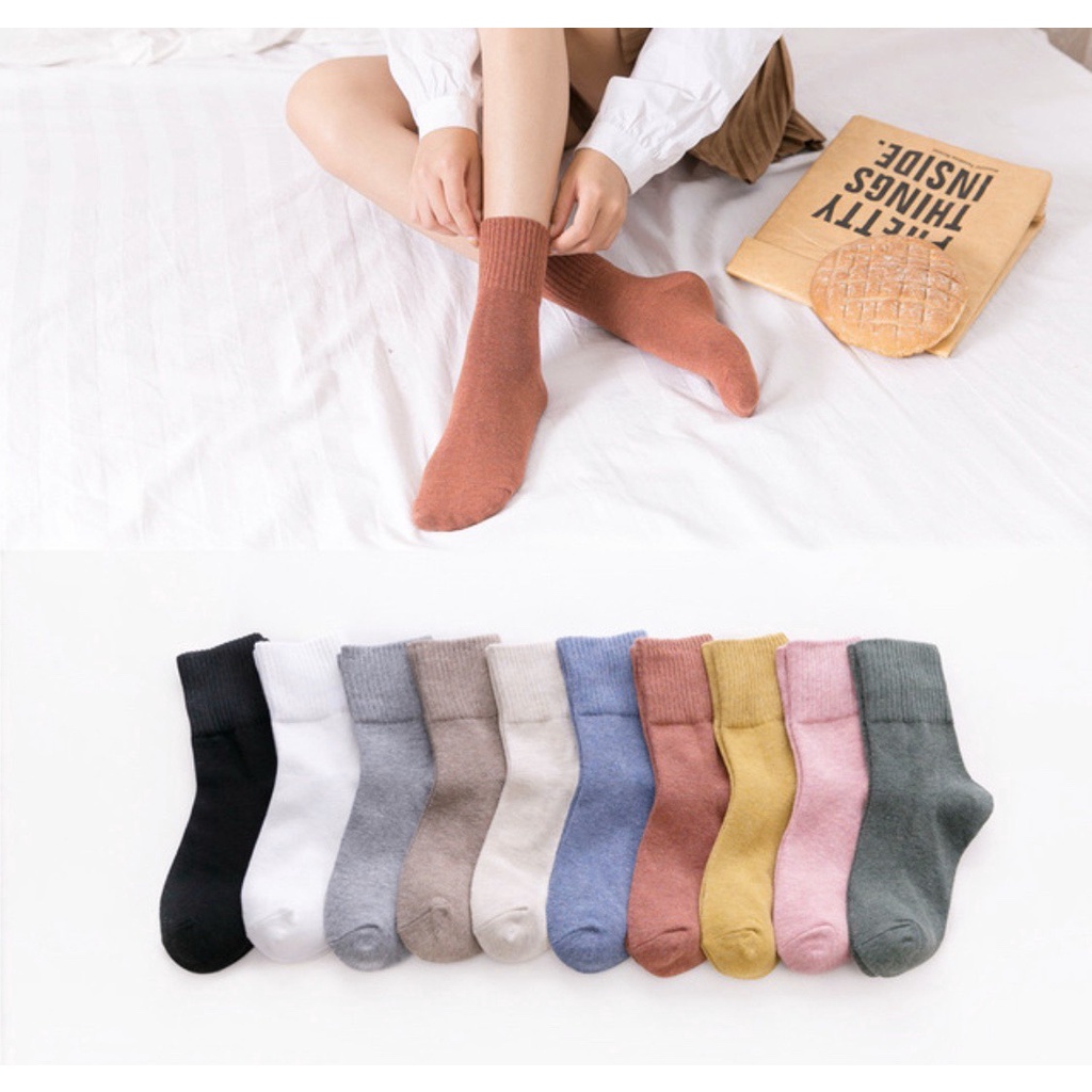 Vớ cổ cao nam nữ tất trơn lửng len nhám cotton thời trang đẹp kháng khuẩn khử mùi thấm hút mồ hôi tốt MONEY VC025