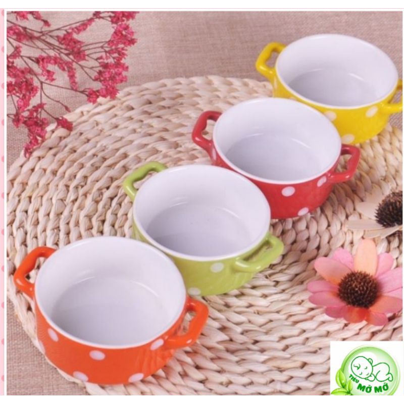 Chén Bát Gốm Sứ  để đồ ăn kèm, hoa quả, gia vị, nước chấm ,có  2 quai cầm