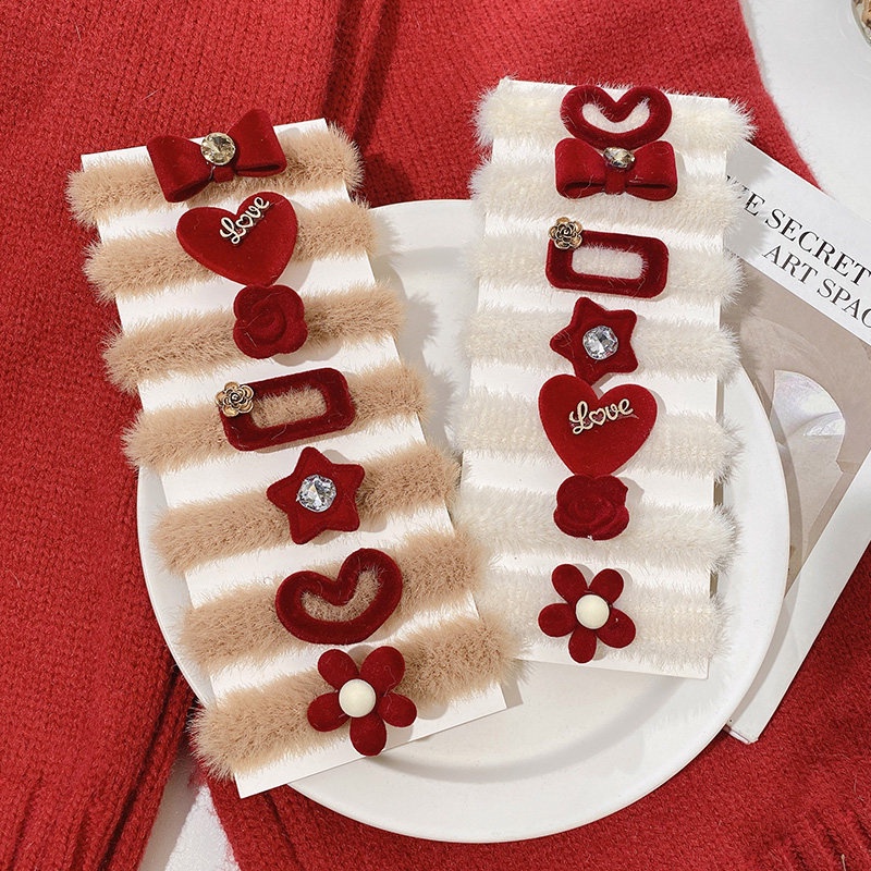 10 Dây cột tóc lông nhung họa tiết hoạt hình phong cách Hàn Quốc