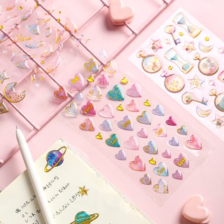 Sticker hình dán nổi màu HOLOGRAM nông trại mây trang trí sổ, album, dán laptop, điện thoại