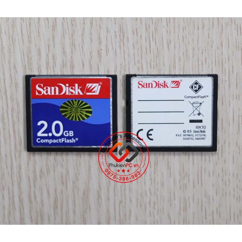 Combo thẻ nhớ CF Card SANDISK 2GB + Áo thẻ nhớ CNC + đầu đọc thẻ CF USB chuyên dụng