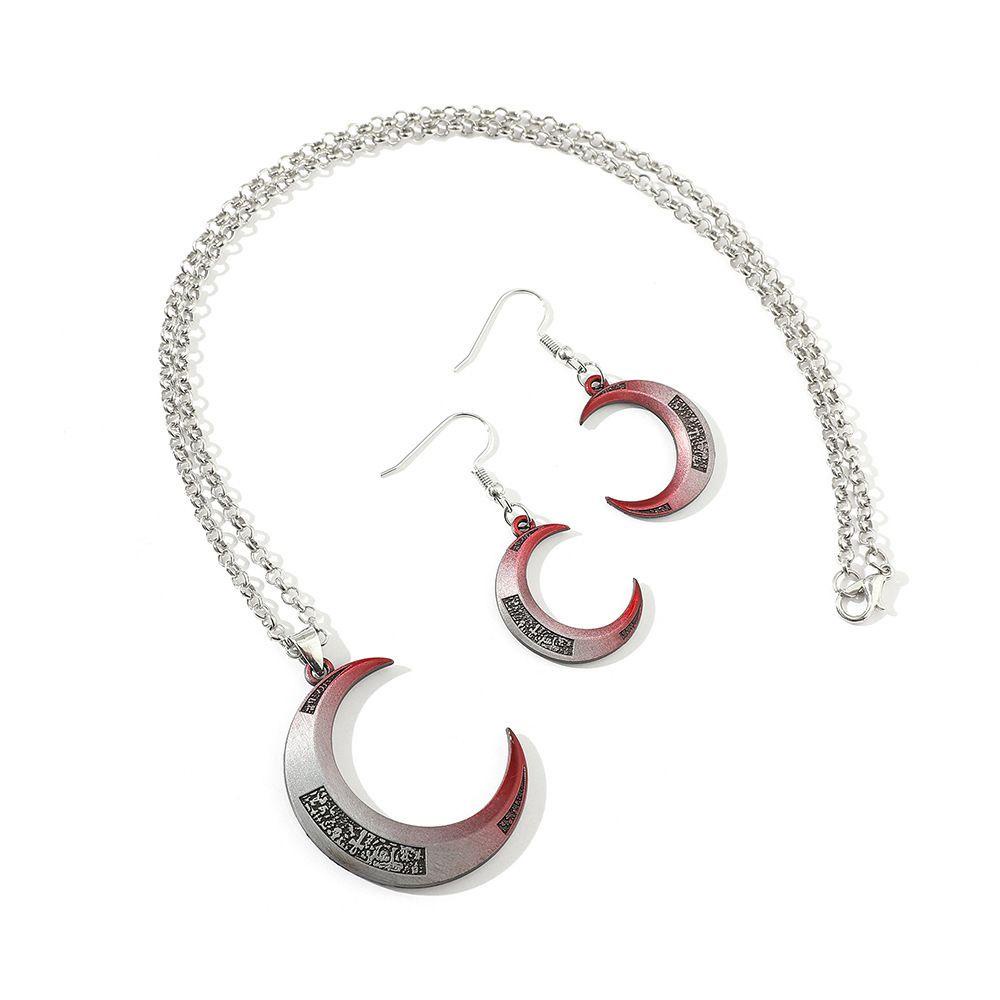Bộ Vòng cổ + Bông Tai Hóa Trang Hình Mặt Trăng / Hiệp Sĩ Độc Đáo Cho Nữ