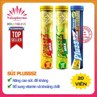 Sủi Plusssz Max Multivitamin vị Cam + Plusssz Max Vitamin C ZinC vị Chanh + Plussz Calcium Đào - Hỗ trợ tăng đề kháng