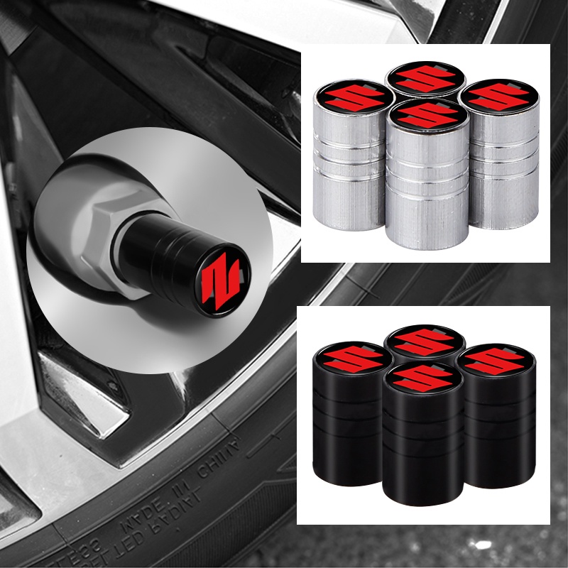 Set 4 Nắp Van Bánh Xe Hơi Suzuki Sx4 Swift Jimny Grand Vitara Alto Samurai Bằng Nhôm