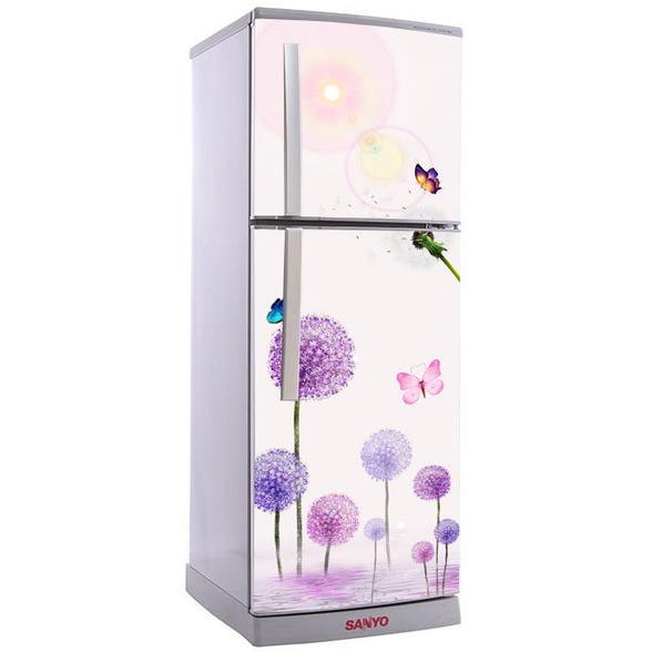 Decal dán trang trí tủ lạnh mẫu Bồ Công Anh Tím- Chất lượng cao - chống thấm