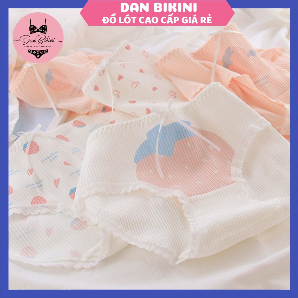 Quần Lót Nữ ❤️️FREESHIP❤️️ Quần Lót Nữ Cotton gân tăm Dâu cam chống viêm mềm mại lên dáng sexy💕Set dâu cam 027