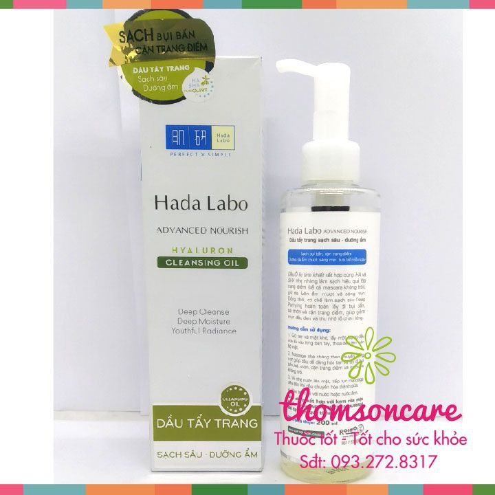 Dầu tẩy trang dưỡng ẩm Hadalabo Advanced Nourish - Làm sạch da mặt - Có vòi Hada Labo