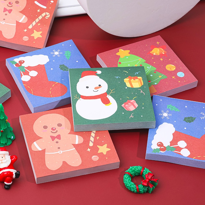 Bộ 50 Tờ Giấy Dán Ghi Chú Tự Dính Họa Tiết Giáng Sinh Hoạt Hình