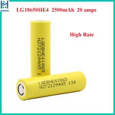 (1 Viên) Pin sạc LG (màu vàng) - ICR18650HE4 Lion - 3.7V - 2.500 mAh - 20A (dòng xả cao VAPE)
