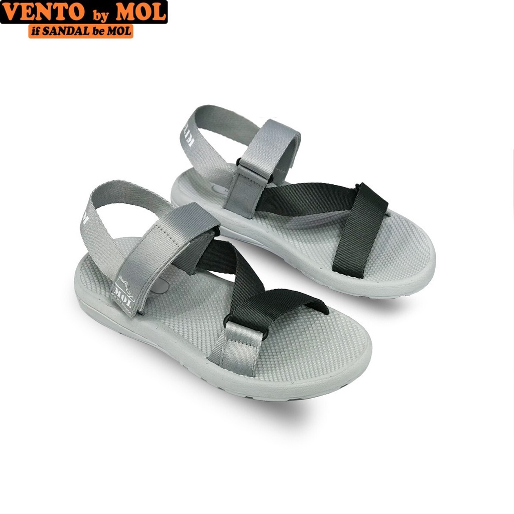 Sandal unisex nam nữ quai chéo vải dù đế mõng Slim có quai hậu cố định hiệu MOL mang đi học du lịch MS1166B