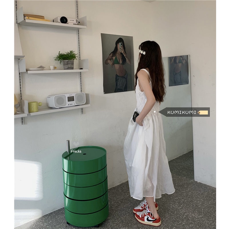 ◎▽✎Đầm Hai Dây Màu Trắng Dáng Rộng Phong Cách Pháp Thời Trang Mùa Hè Cho Nữ
