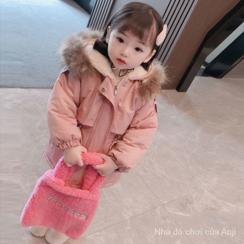 Girls Long Warm Cotton Children Thick Velvet Baby Girl Pike Clothing Winter Coat