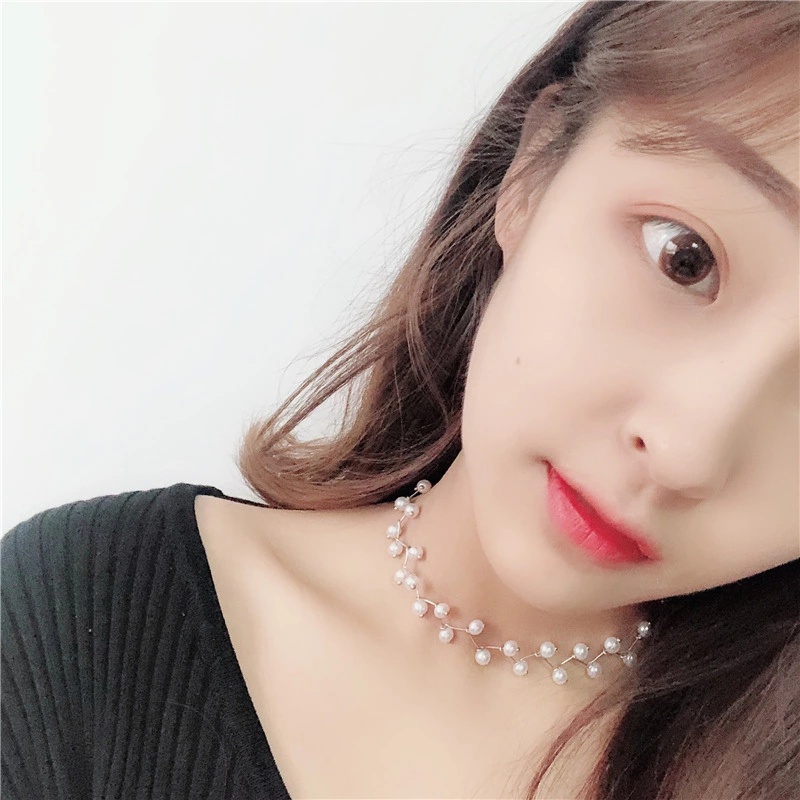 Vòng cổ choker đính ngọc trai giả thanh lịch dành cho nữ