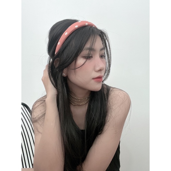 Cài tóc chấm bi phong cách vintage - Băng đô tóc retro chấm bi