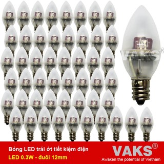 50 bóng led trái ớt tiết kiệm điện - E12 -  Trắng, đỏ, xanh lá, xanh dương, vàng - Sáng mạnh
