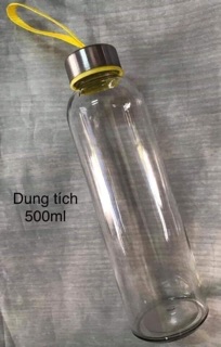 BÌNH NƯỚC THUỶ TINH CÓ DÂY SÁCH 500ML