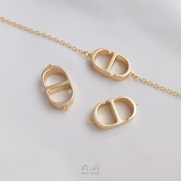 Khóa Gài Hai Đầu Bằng Đồng 14K Màu Vàng Kim Bảo Vệ Làm Mặt Vòng cổ/Trang Sức DIY