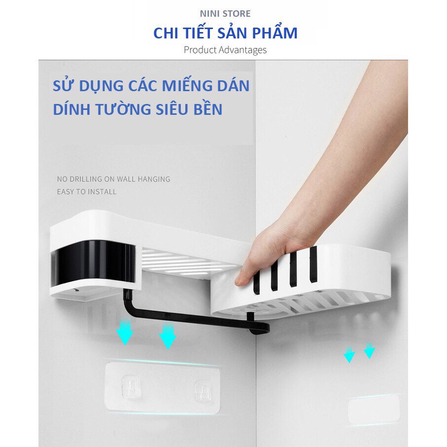 Kệ Xoay Để Đồ Nhà Tắm, Nhà Bếp Dán Tường Đa Năng Có Thể Gấp Gọn Siêu Tiện Lợi