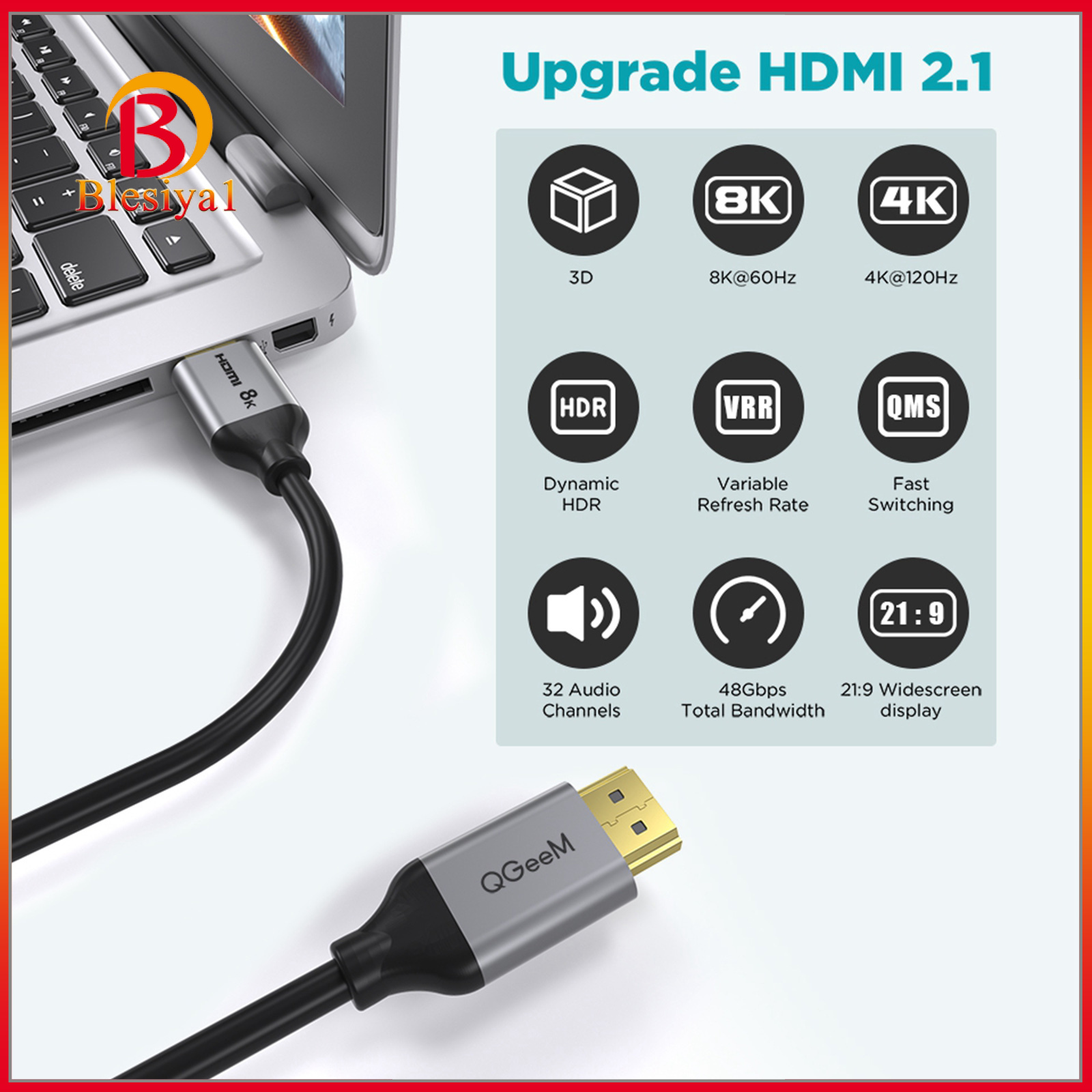 (Hàng Mới Về) Dây Cáp Tốc Độ Cao Hdmi 2.1 8k 48gbps Hd Chất Lượng Cao