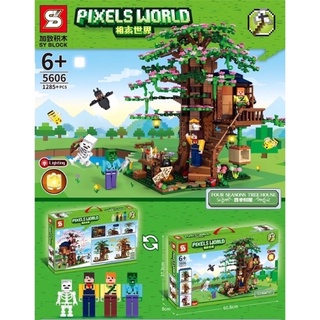 Lắp ráp mô hình minecraft - SY 5606 ( Xếp Hình Minecraft Ngôi Nhà Trên Cây 1285 Mảnh )