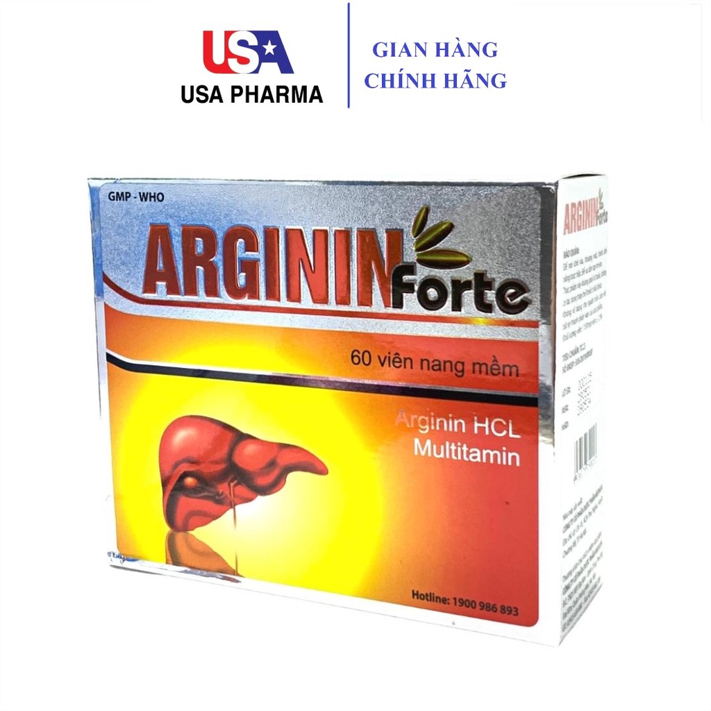 Viên Bổ Gan, Mát Gan, Giải Độc Arginin Forte MediUSA, Hộp 60 viên