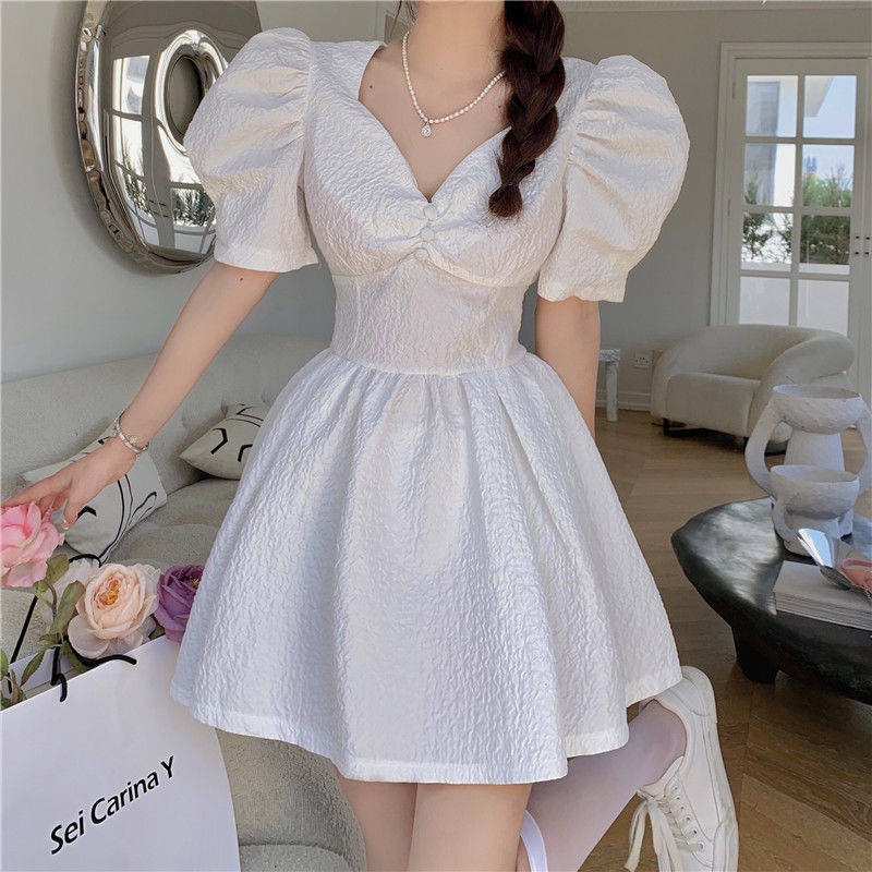 ❤Váy babydoll Đầm Tay Phồng Thời Trang Retro Pháp Thanh Lịch Cho Nữ
