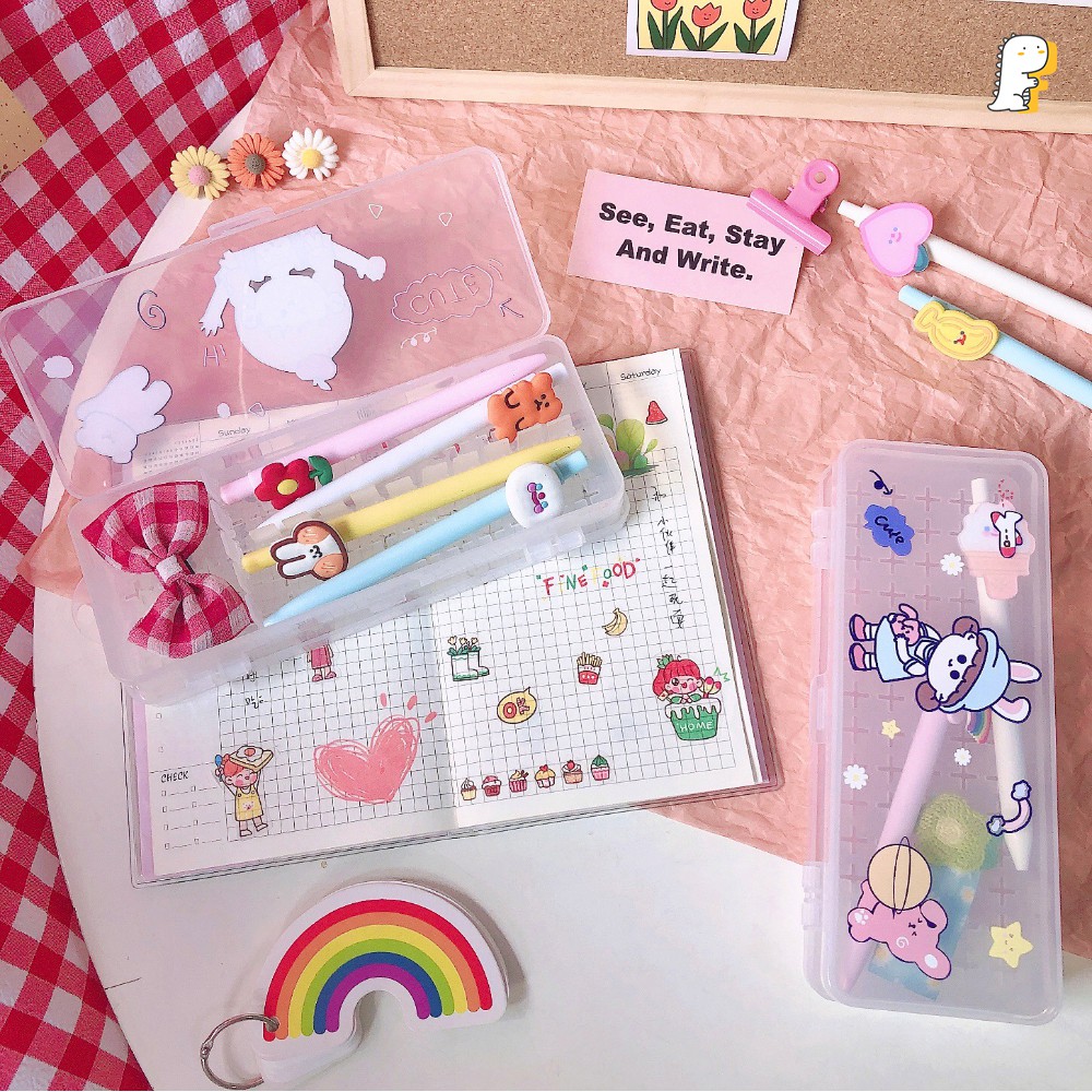 Hộp bút nhựa hai mặt nhiều hình