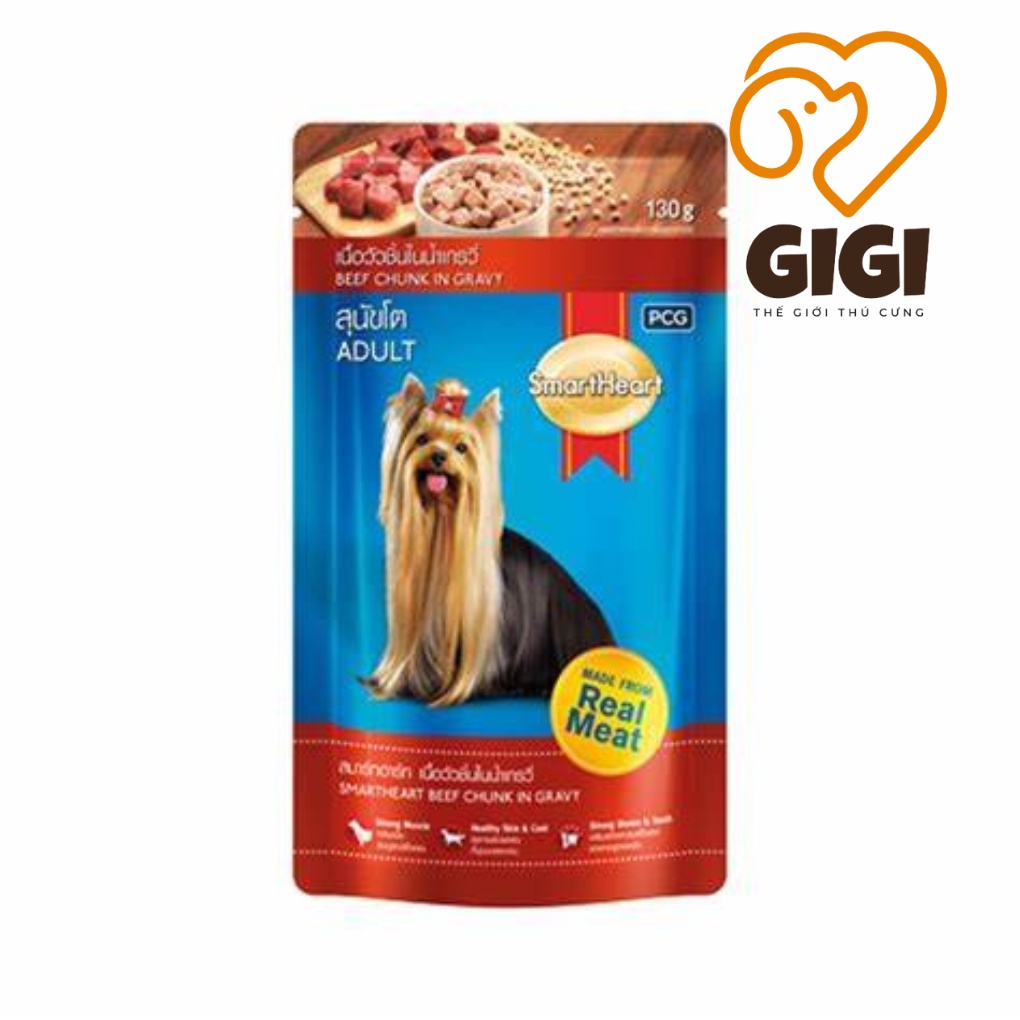 Pate cho chó Smart Heart thức ăn cho thú cưng cún lớn nhỏ nhiều vị gói 130 gram - GiGi Pet Shop
