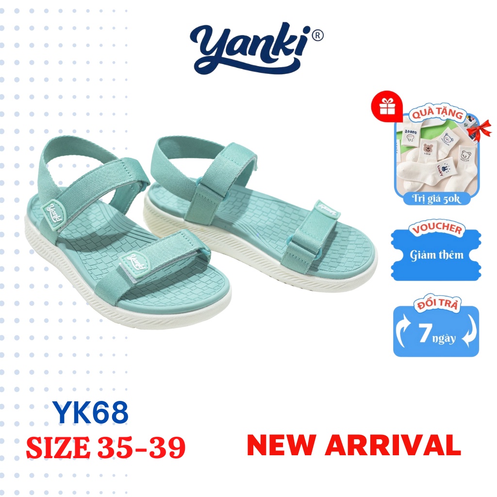 Giày Sandal Nữ Đi Học YANKI Chính Hãng Quai Ngang YK68 - Xanh